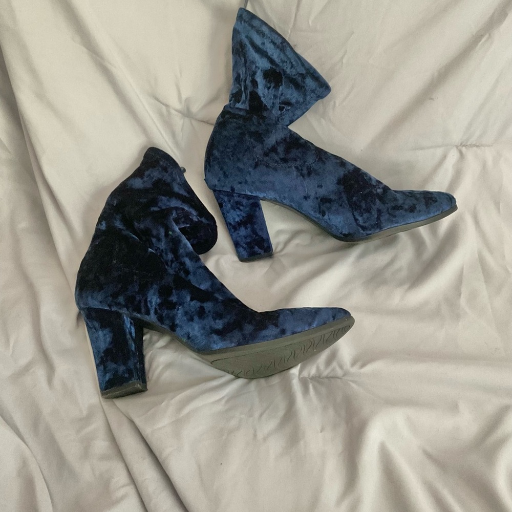 Blue Velvet Ankle Boots